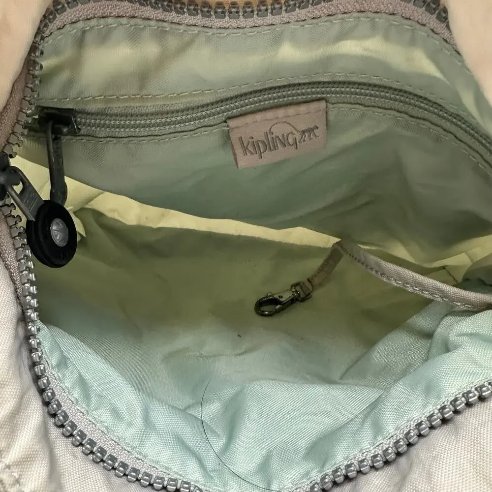 Kipling Addison Small Crossbody Bag Grey/Sage Nylon Adjustable Strap Neutral
